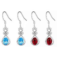 Brass Dangle Earring, real silver plated, for woman & with cubic zirconia lead & cadmium free 