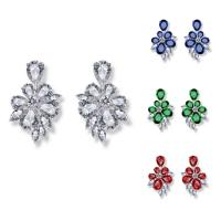 Cubic Zircon Brass Earring, platinum plated, for woman & with cubic zirconia nickel, lead & cadmium free 