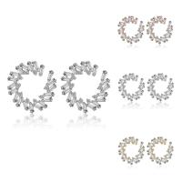 Brass Stud Earring, plated, for woman & with cubic zirconia nickel, lead & cadmium free, 10-15mm 