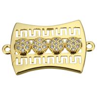 Cubic Zirconia Micro Pave Brass Connector, real gold plated, micro pave cubic zirconia & 1/1 loop & hollow Approx 0.6mm 