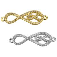 Cubic Zirconia Micro Pave Brass Connector, Infinity, plated, micro pave cubic zirconia & 1/1 loop Approx 0.6mm 