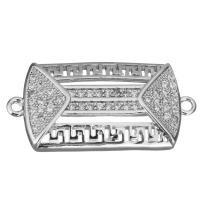 Cubic Zirconia Micro Pave Brass Connector, Razor Blade, platinum plated, micro pave cubic zirconia & 1/1 loop Approx 0.6mm 