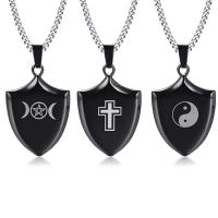 Stainless Steel Pendants, Shield, black ionic Approx 6mm 