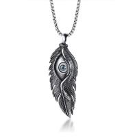 Stainless Steel Sweater Necklace, with Resin, Feather, box chain & for man & blacken Approx 24 Inch 