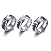 Stainless Steel Finger Ring, with Carbon Fibre, plated, polished  & for man, 8mm 