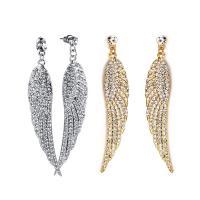 Stainless Steel Drop Earring, Angel Wing, plated, polished & for woman & with rhinestone 76mm 