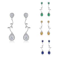 Brass Dangle Earring, platinum plated, for woman & with cubic zirconia nickel, lead & cadmium free, 10-50mm 