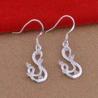 Cubic Zircon Brass Earring, Swan, real silver plated, for woman & with cubic zirconia, lead & cadmium free 