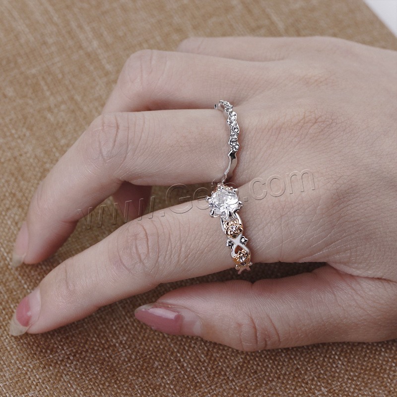 Zinc Alloy Ring Set, plated, different size for choice & for couple & with rhinestone, 25x23mm, 22x20mm, 2PCs/Set, Sold By Set