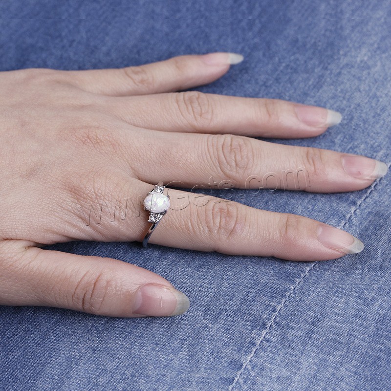 Zinklegierung Fingerring, mit Opal, Platinfarbe platiniert, verschiedene Größen vorhanden & für Frau & facettierte, 21x27mm, verkauft von PC