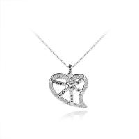 Rhinestone Zinc Alloy Necklace, with 2inch extender chain, Heart, silver color plated, box chain & for woman & with rhinestone Approx 18 Inch 