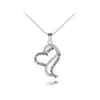 Rhinestone Zinc Alloy Necklace, with 2inch extender chain, Heart, silver color plated, box chain & for woman & with rhinestone & blacken Approx 18 Inch 