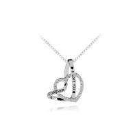 Rhinestone Zinc Alloy Necklace, with 2inch extender chain, Heart, silver color plated, box chain & for woman & with rhinestone & blacken Approx 18 Inch 