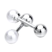 Brass Cufflinks, with Plastic Pearl, platinum color plated, for man 