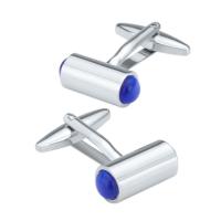 Brass Cufflinks, with Cats Eye, platinum color plated, Unisex, blue 