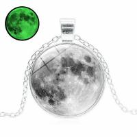 Time Gem Jewelry Necklace, Zinc Alloy, with iron chain & Glass, with 5cm extender chain, Flat Round, plated, Unisex & oval chain & decal, lead & cadmium free Approx 17.5 Inch 