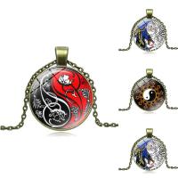 Time Gem Jewelry Necklace, Zinc Alloy, Flat Round, plated, Unisex & oval chain & decal, lead & cadmium free Approx 17.5 Inch 