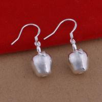 Brass Drop Earring, Apple, real silver plated, for woman, lead & cadmium free 