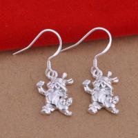Brass Drop Earring, Rabbit, real silver plated, for woman, lead & cadmium free 