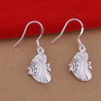 Brass Drop Earring, Fish, real silver plated, for woman, lead & cadmium free 