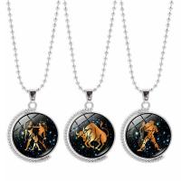 Time Gem Jewelry Necklace, Zinc Alloy, with iron chain & Glass, Flat Round, plated, Unisex & ball chain & decal, lead & cadmium free Approx 23.6 Inch 