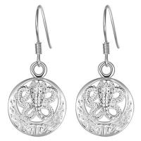 Brass Drop Earring, real silver plated, for woman, lead & cadmium free 