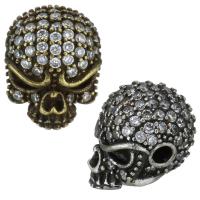 Cubic Zirconia Micro Pave Brass Beads, Skull, plated, micro pave cubic zirconia Approx 7mm 