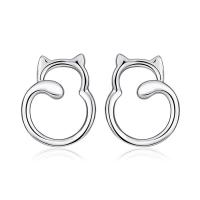 Sterling Silver Stud Earring, 925 Sterling Silver, Cat, for woman 