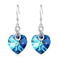 CRYSTALLIZED™ Elements Crystal Drop Earring, 925 Sterling Silver, with Austrian Crystal, Heart, for woman & with rhinestone, blue 