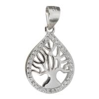 Cubic Zirconia Micro Pave Sterling Silver Pendant, 925 Sterling Silver, Teardrop, micro pave cubic zirconia Approx 