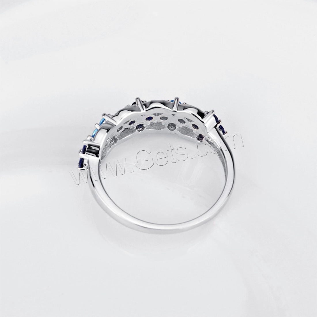 Cubic Zirconia anillo de dedo de plata esterlina, plata de ley 925, Flor, diverso tamaño para la opción & para mujer & con circonia cúbica, 6.8mm, Vendido por UD