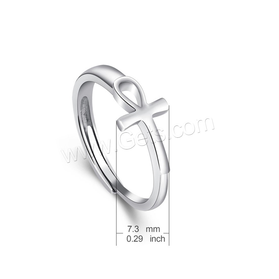 Anillo de Plata Ley, plata de ley 925, Cruces, diverso tamaño para la opción & para mujer, 7.3mm, Vendido por UD