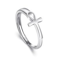 Sterling Silver Finger Ring, 925 Sterling Silver, Cross & for woman, 7.3mm 