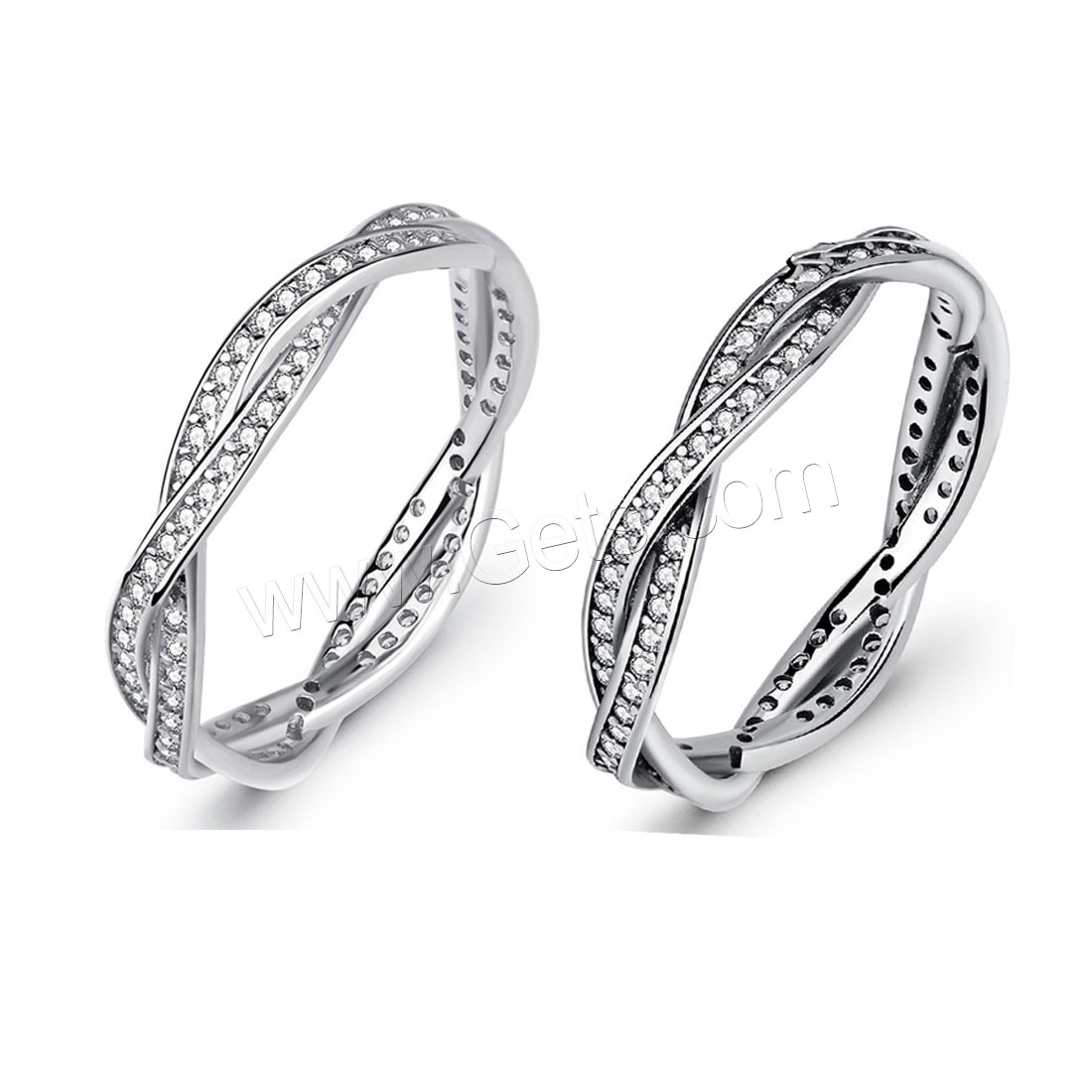 純銀製の指環, 92.5％純度シルバー, メッキ, 異なるサイズの選択 & 女性用 & ライン石のある, 無色, 3.6mm, 売り手 パソコン