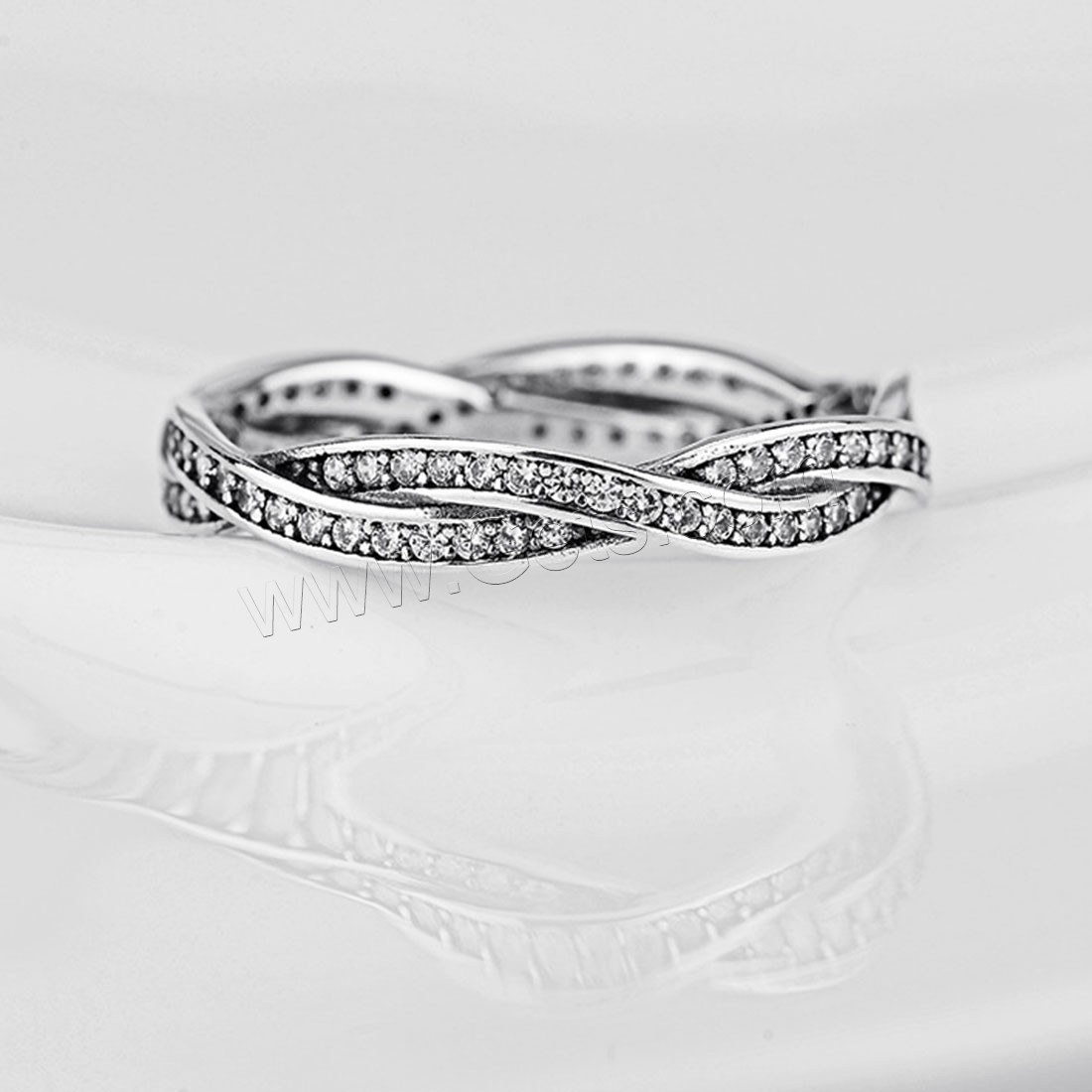 Стерлингового серебра кольцо, Серебро 925 пробы, Другое покрытие, разный размер для выбора & Женский & со стразами, Много цветов для выбора, 3.6mm, продается PC
