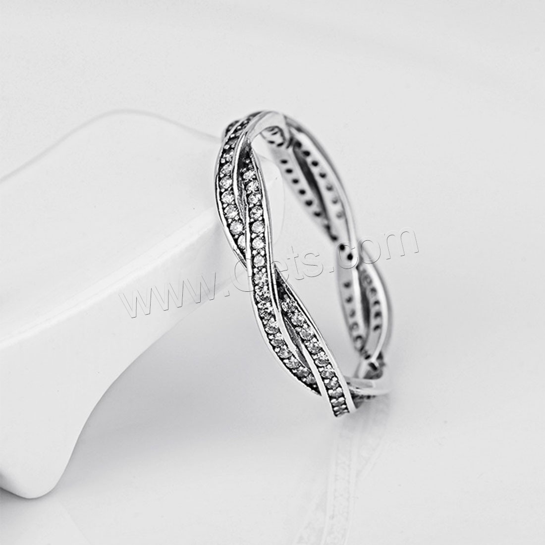 純銀製の指環, 92.5％純度シルバー, メッキ, 異なるサイズの選択 & 女性用 & ライン石のある, 無色, 3.6mm, 売り手 パソコン