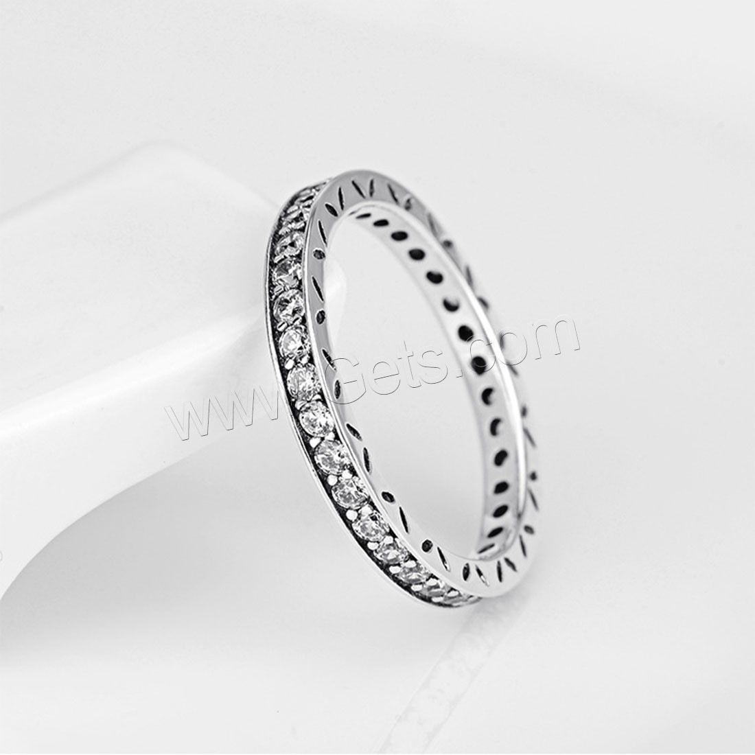純銀製の指環, 92.5％純度シルバー, メッキ, 異なるサイズの選択 & 女性用 & ライン石のある, 無色, 2.5mm, 売り手 パソコン