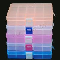 Plastic Bead Container, Rectangle, transparent & 15 cells 