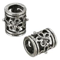 Zinc Alloy European Beads, Column, antique silver color plated, without troll & hollow Approx 5mm 
