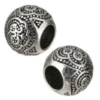 Zinc Alloy European Beads, Drum, antique silver color plated, without troll Approx 5mm 