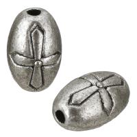 Zinc Alloy Jewelry Beads, Oval, antique silver color plated Approx 1mm 