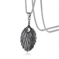 Stainless Steel Sweater Necklace, Feather, box chain & for man & blacken Approx 24 Inch 