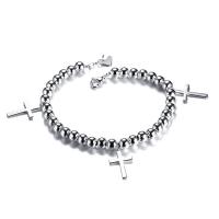 Stainless Steel Charm Bracelet, Cross, ball chain & for woman, original color Approx 8.3 Inch 