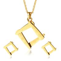 Fashion Stainless Steel Jewelry Sets, Stud Earring & pendant, gold color plated, for woman  Approx 6mm 