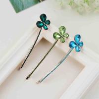 Hair Slide, Zinc Alloy, with Crystal, Butterfly, rose gold color plated, faceted & with rhinestone 80mm 