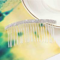Decorative Hair Combs, Zinc Alloy, plated, with rhinestone 80mm 