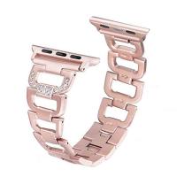 Stainless Steel Watch Band, plated & with rhinestone 
