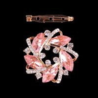 Zinc Alloy Collar Brooch, Flower, gold color plated & for woman & with rhinestone, lead & cadmium free, 40-45mm 