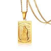 Stainless Steel Saint Pendant, gold color plated, polished Approx 6mm 