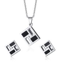 Stainless Steel Jewelry Set, Stud Earring & pendant, with Glass, for woman  Approx 6mm 